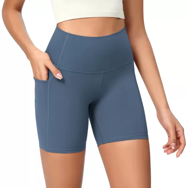 ODODOS ODCLOUD Womens High Waist Lounge Yoga Shorts with Pockets 4quot6quot8quot10quot Buttery Soft Biker ShortsInk Blue