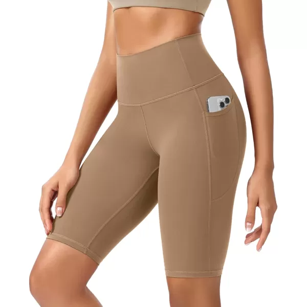 ODODOS ODCLOUD Womens High Waist Lounge Yoga Shorts with Pockets 4quot6quot8quot10quot Buttery Soft Biker ShortsLight Brown