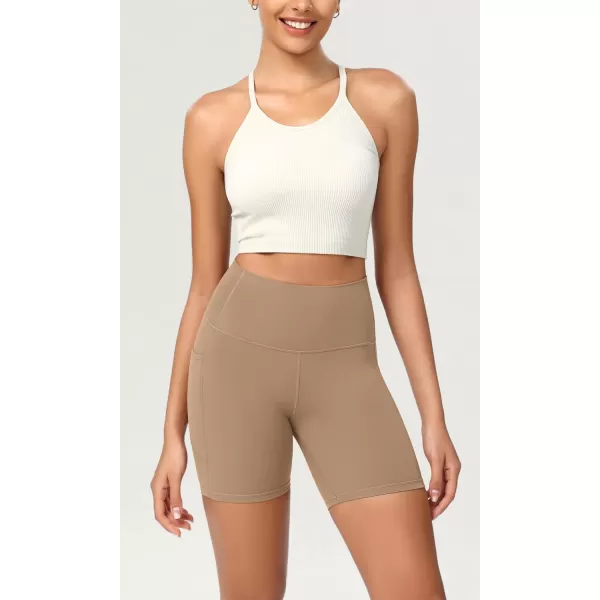 ODODOS ODCLOUD Womens High Waist Lounge Yoga Shorts with Pockets 4quot6quot8quot10quot Buttery Soft Biker ShortsLight Brown