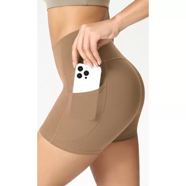 ODODOS ODCLOUD Womens High Waist Lounge Yoga Shorts with Pockets 4quot6quot8quot10quot Buttery Soft Biker ShortsLight Brown