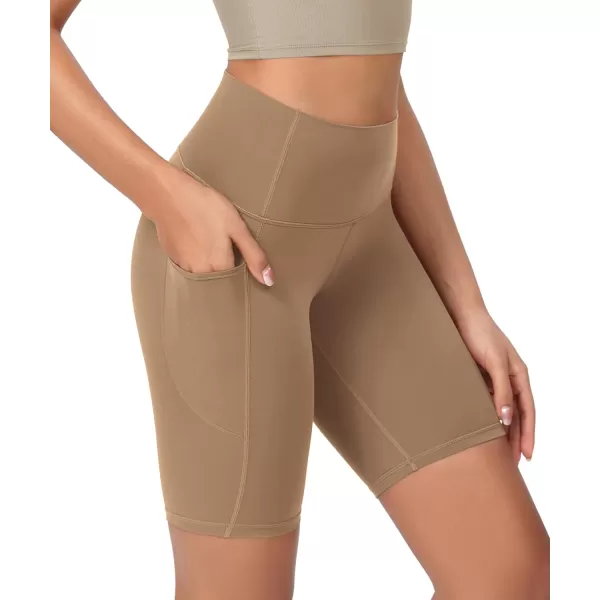 ODODOS ODCLOUD Womens High Waist Lounge Yoga Shorts with Pockets 4quot6quot8quot10quot Buttery Soft Biker ShortsLight Brown