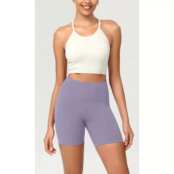 ODODOS ODCLOUD Womens High Waist Lounge Yoga Shorts with Pockets 4quot6quot8quot10quot Buttery Soft Biker ShortsLilac Smoke