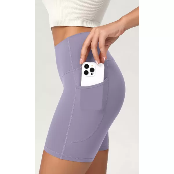 ODODOS ODCLOUD Womens High Waist Lounge Yoga Shorts with Pockets 4quot6quot8quot10quot Buttery Soft Biker ShortsLilac Smoke