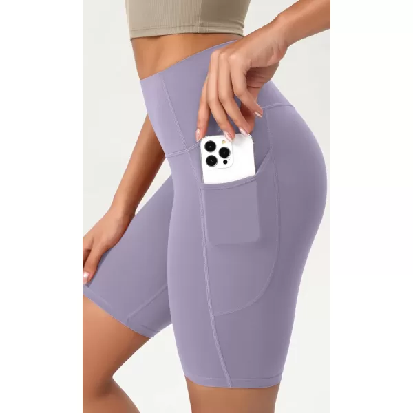 ODODOS ODCLOUD Womens High Waist Lounge Yoga Shorts with Pockets 4quot6quot8quot10quot Buttery Soft Biker ShortsLilac Smoke