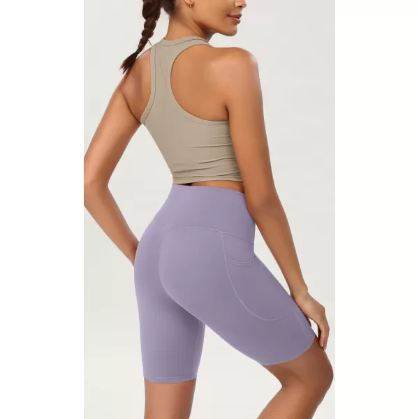 ODODOS ODCLOUD Womens High Waist Lounge Yoga Shorts with Pockets 4quot6quot8quot10quot Buttery Soft Biker ShortsLilac Smoke