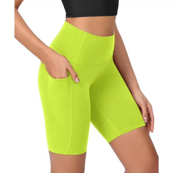 ODODOS ODCLOUD Womens High Waist Lounge Yoga Shorts with Pockets 4quot6quot8quot10quot Buttery Soft Biker ShortsNeon Green