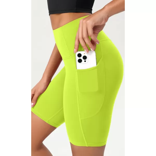 ODODOS ODCLOUD Womens High Waist Lounge Yoga Shorts with Pockets 4quot6quot8quot10quot Buttery Soft Biker ShortsNeon Green