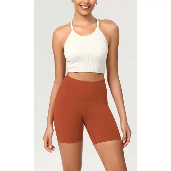 ODODOS ODCLOUD Womens High Waist Lounge Yoga Shorts with Pockets 4quot6quot8quot10quot Buttery Soft Biker ShortsOrange Rust