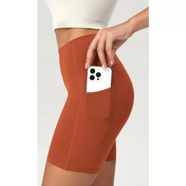 ODODOS ODCLOUD Womens High Waist Lounge Yoga Shorts with Pockets 4quot6quot8quot10quot Buttery Soft Biker ShortsOrange Rust