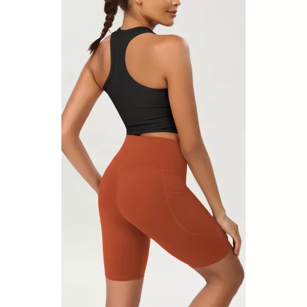 ODODOS ODCLOUD Womens High Waist Lounge Yoga Shorts with Pockets 4quot6quot8quot10quot Buttery Soft Biker ShortsOrange Rust