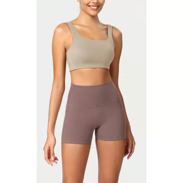 ODODOS ODCLOUD Womens High Waist Lounge Yoga Shorts with Pockets 4quot6quot8quot10quot Buttery Soft Biker ShortsPurple Taupe