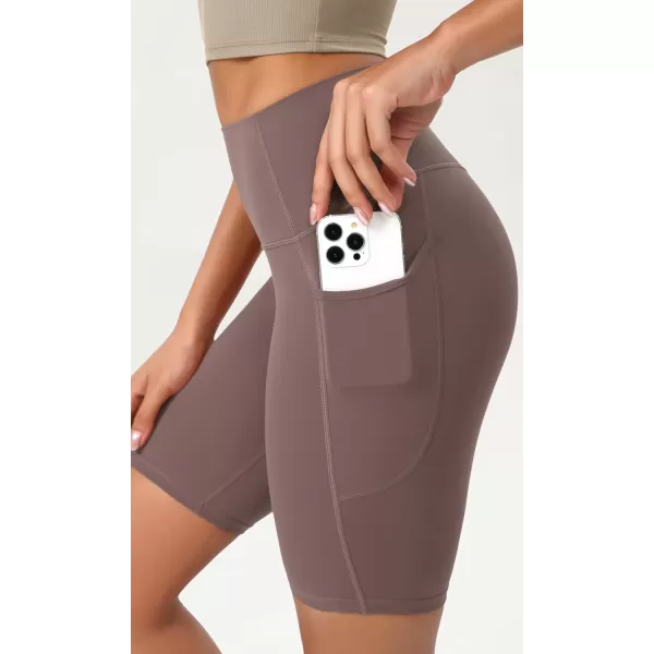 ODODOS ODCLOUD Womens High Waist Lounge Yoga Shorts with Pockets 4quot6quot8quot10quot Buttery Soft Biker ShortsPurple Taupe