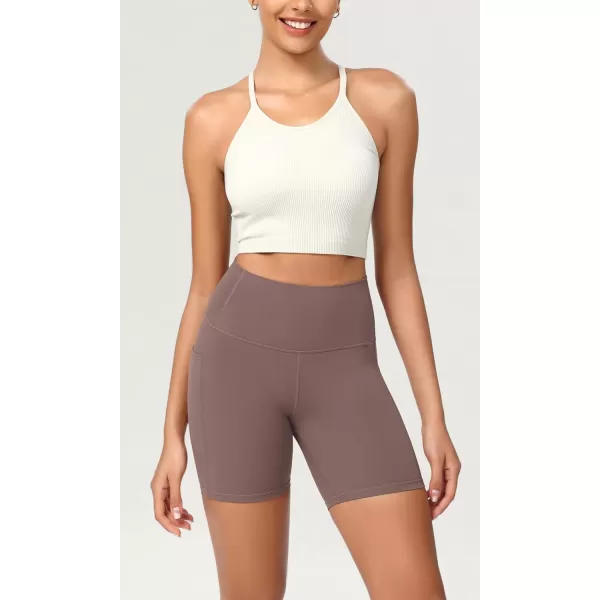 ODODOS ODCLOUD Womens High Waist Lounge Yoga Shorts with Pockets 4quot6quot8quot10quot Buttery Soft Biker ShortsPurple Taupe