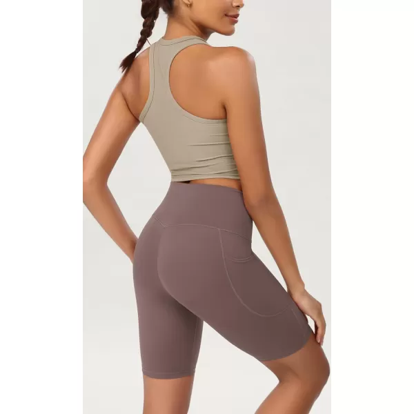 ODODOS ODCLOUD Womens High Waist Lounge Yoga Shorts with Pockets 4quot6quot8quot10quot Buttery Soft Biker ShortsPurple Taupe