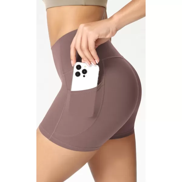 ODODOS ODCLOUD Womens High Waist Lounge Yoga Shorts with Pockets 4quot6quot8quot10quot Buttery Soft Biker ShortsPurple Taupe