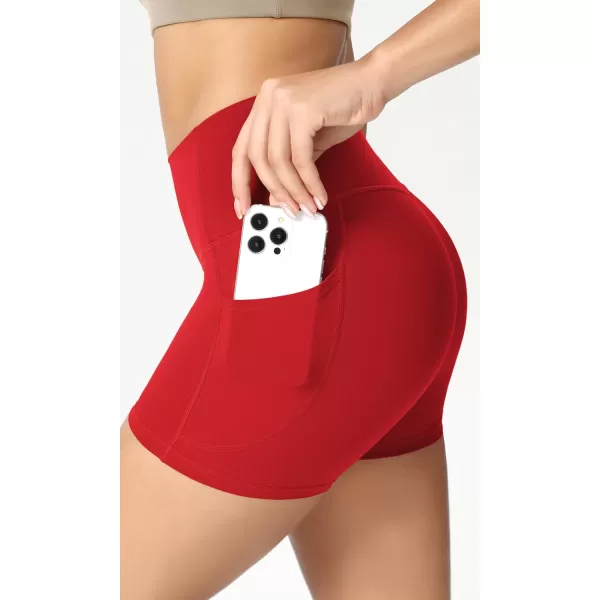 ODODOS ODCLOUD Womens High Waist Lounge Yoga Shorts with Pockets 4quot6quot8quot10quot Buttery Soft Biker ShortsRed