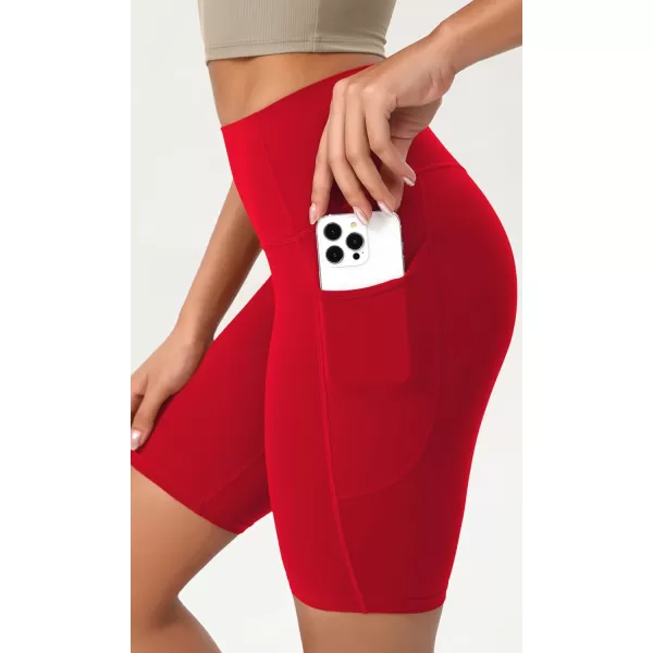 ODODOS ODCLOUD Womens High Waist Lounge Yoga Shorts with Pockets 4quot6quot8quot10quot Buttery Soft Biker ShortsRed