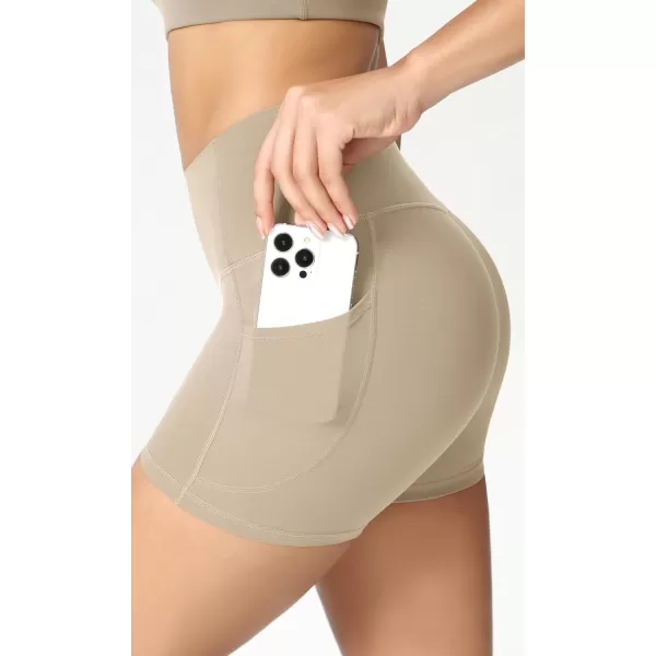 ODODOS ODCLOUD Womens High Waist Lounge Yoga Shorts with Pockets 4quot6quot8quot10quot Buttery Soft Biker ShortsShaker Beige