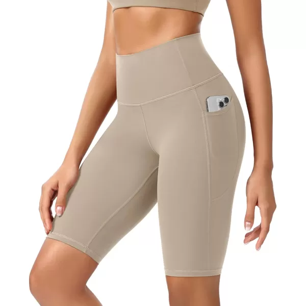 ODODOS ODCLOUD Womens High Waist Lounge Yoga Shorts with Pockets 4quot6quot8quot10quot Buttery Soft Biker ShortsShaker Beige