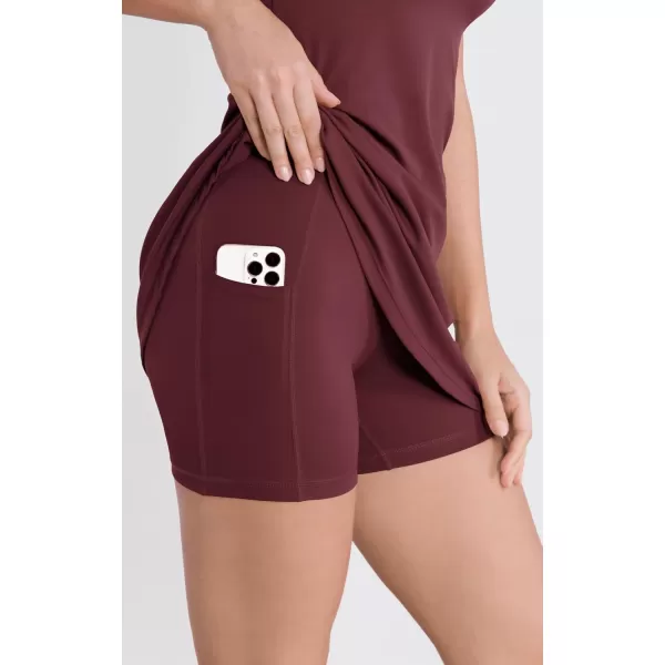 ODODOS Womens Cloud Feeling Tank Dress with Separate Shorts and Built in Bra U Back Mini Tennis DressBurgundy