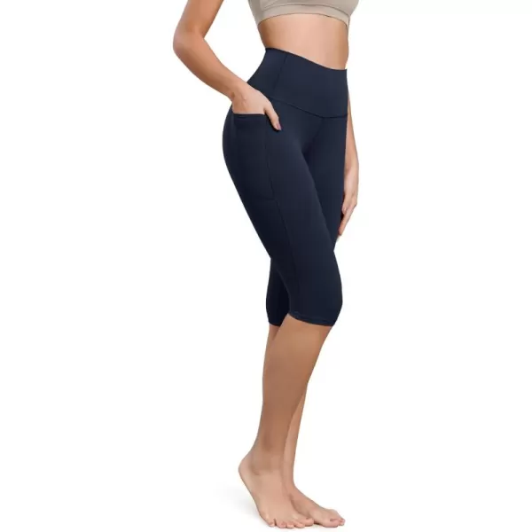 ODODOS ODCLOUD Buttery Soft Lounge Yoga Capris with Pockets for Women 14quot  19quot  21quot High Waist Capri LeggingsDeep Navy