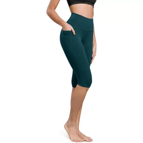 ODODOS ODCLOUD Buttery Soft Lounge Yoga Capris with Pockets for Women 14quot  19quot  21quot High Waist Capri LeggingsForest Teal