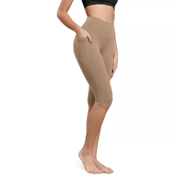 ODODOS ODCLOUD Buttery Soft Lounge Yoga Capris with Pockets for Women 14quot  19quot  21quot High Waist Capri LeggingsLight Brown