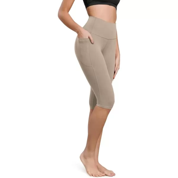 ODODOS ODCLOUD Buttery Soft Lounge Yoga Capris with Pockets for Women 14quot  19quot  21quot High Waist Capri LeggingsShaker Beige