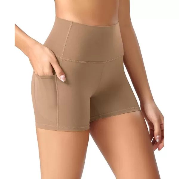 ODODOS ODCLOUD Womens High Waist Lounge Yoga Shorts with Pockets 4quot6quot8quot10quot Buttery Soft Biker ShortsLight Brown