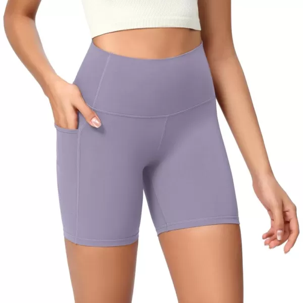 ODODOS ODCLOUD Womens High Waist Lounge Yoga Shorts with Pockets 4quot6quot8quot10quot Buttery Soft Biker ShortsLilac Smoke