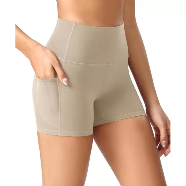 ODODOS ODCLOUD Womens High Waist Lounge Yoga Shorts with Pockets 4quot6quot8quot10quot Buttery Soft Biker ShortsShaker Beige