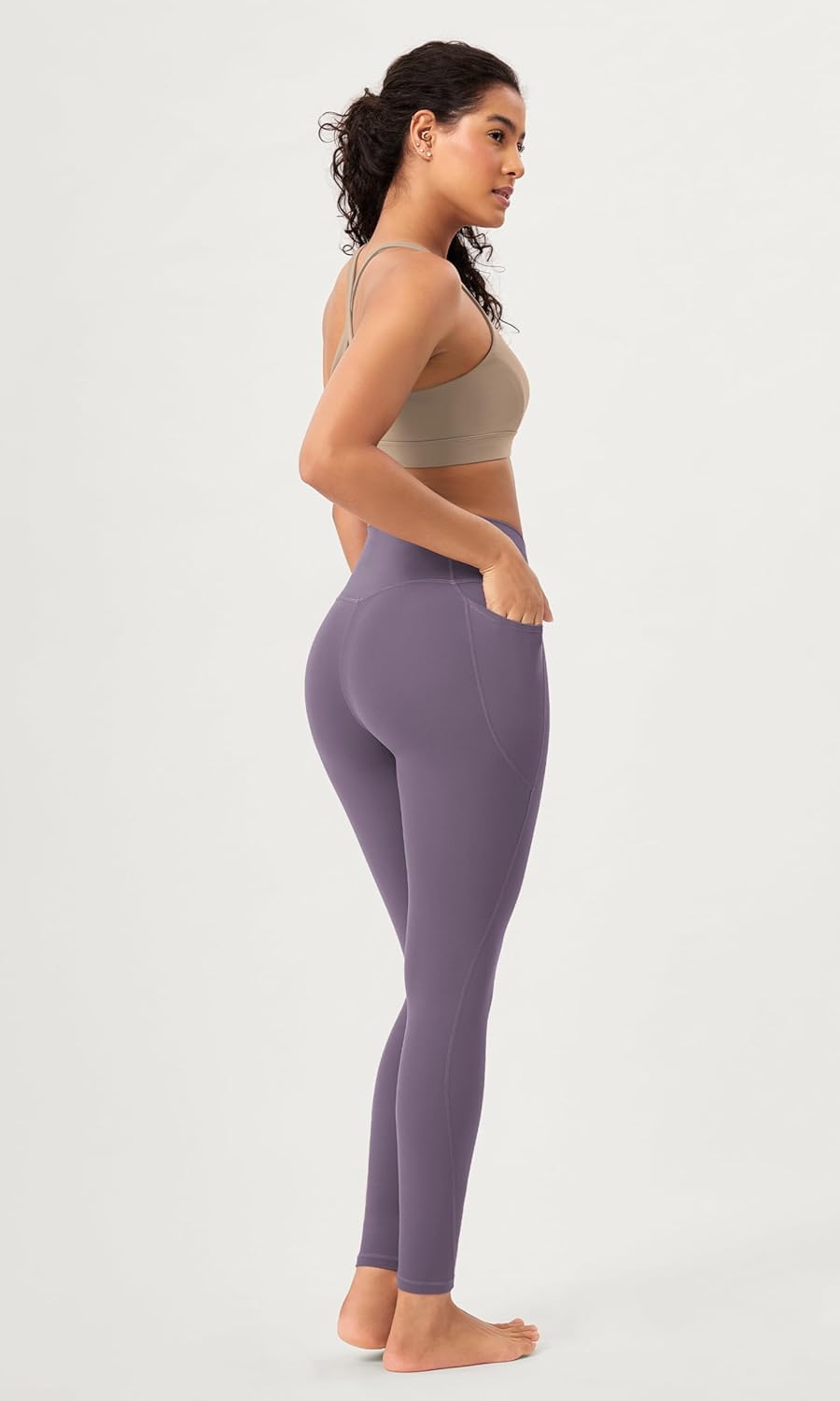 ODODOS 2 Pack Buttery Soft Cross Waist Leggings with Pockets for Women ODCLOUD 25quot  28quot Crossover Lounge Yoga PantsBlackash Violet