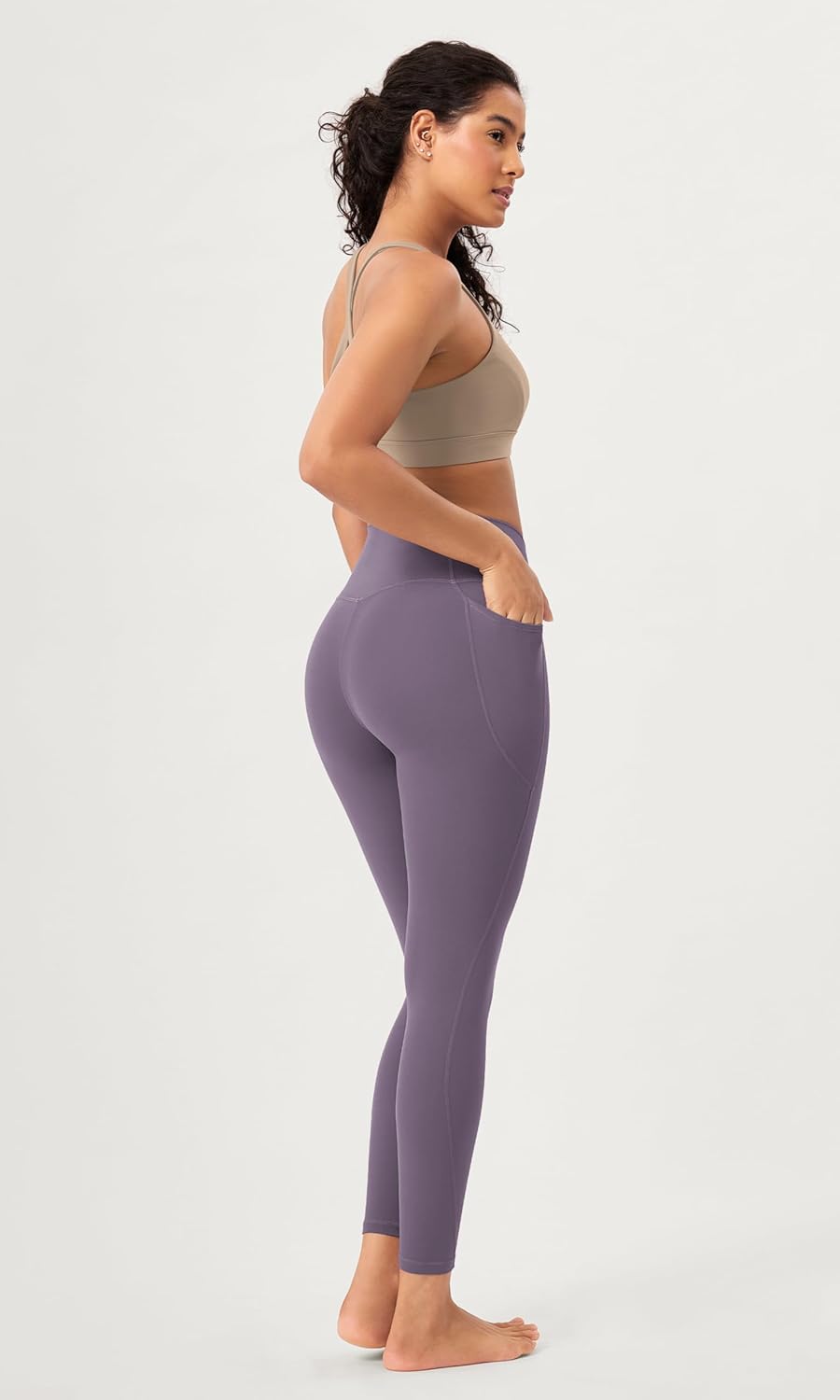 ODODOS 2 Pack Buttery Soft Cross Waist Leggings with Pockets for Women ODCLOUD 25quot  28quot Crossover Lounge Yoga PantsBlackash Violet