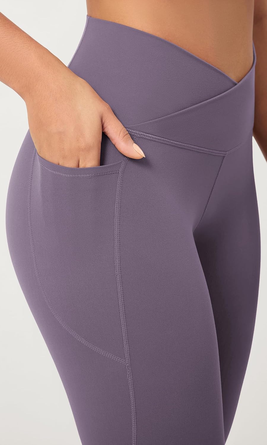 ODODOS 2 Pack Buttery Soft Cross Waist Leggings with Pockets for Women ODCLOUD 25quot  28quot Crossover Lounge Yoga PantsBlackash Violet