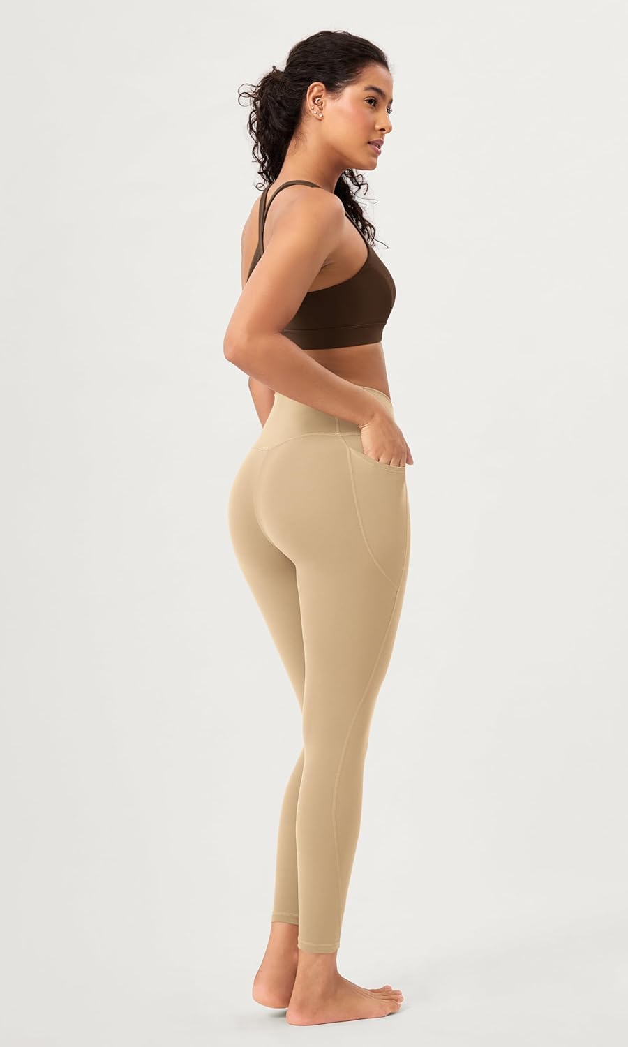 ODODOS 2 Pack Buttery Soft Cross Waist Leggings with Pockets for Women ODCLOUD 25quot  28quot Crossover Lounge Yoga PantsBlackbeige