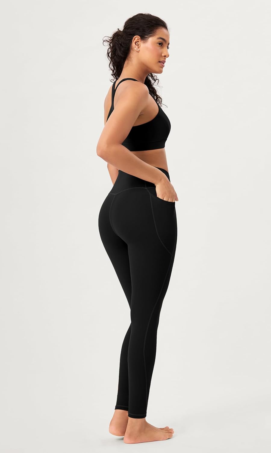 ODODOS 2 Pack Buttery Soft Cross Waist Leggings with Pockets for Women ODCLOUD 25quot  28quot Crossover Lounge Yoga PantsBlackblack