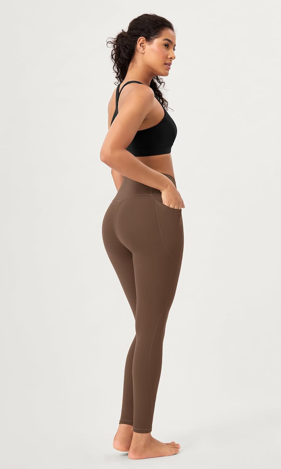 ODODOS 2 Pack Buttery Soft Cross Waist Leggings with Pockets for Women ODCLOUD 25quot  28quot Crossover Lounge Yoga PantsBlackbrunette