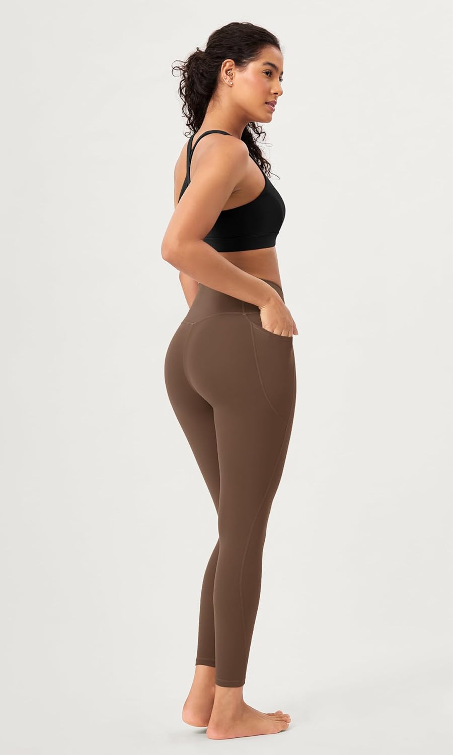 ODODOS 2 Pack Buttery Soft Cross Waist Leggings with Pockets for Women ODCLOUD 25quot  28quot Crossover Lounge Yoga PantsBlackbrunette