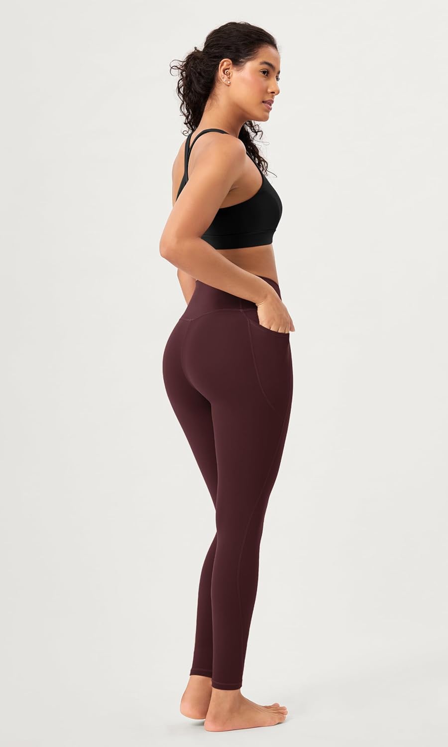 ODODOS 2 Pack Buttery Soft Cross Waist Leggings with Pockets for Women ODCLOUD 25quot  28quot Crossover Lounge Yoga PantsBlackburgundy