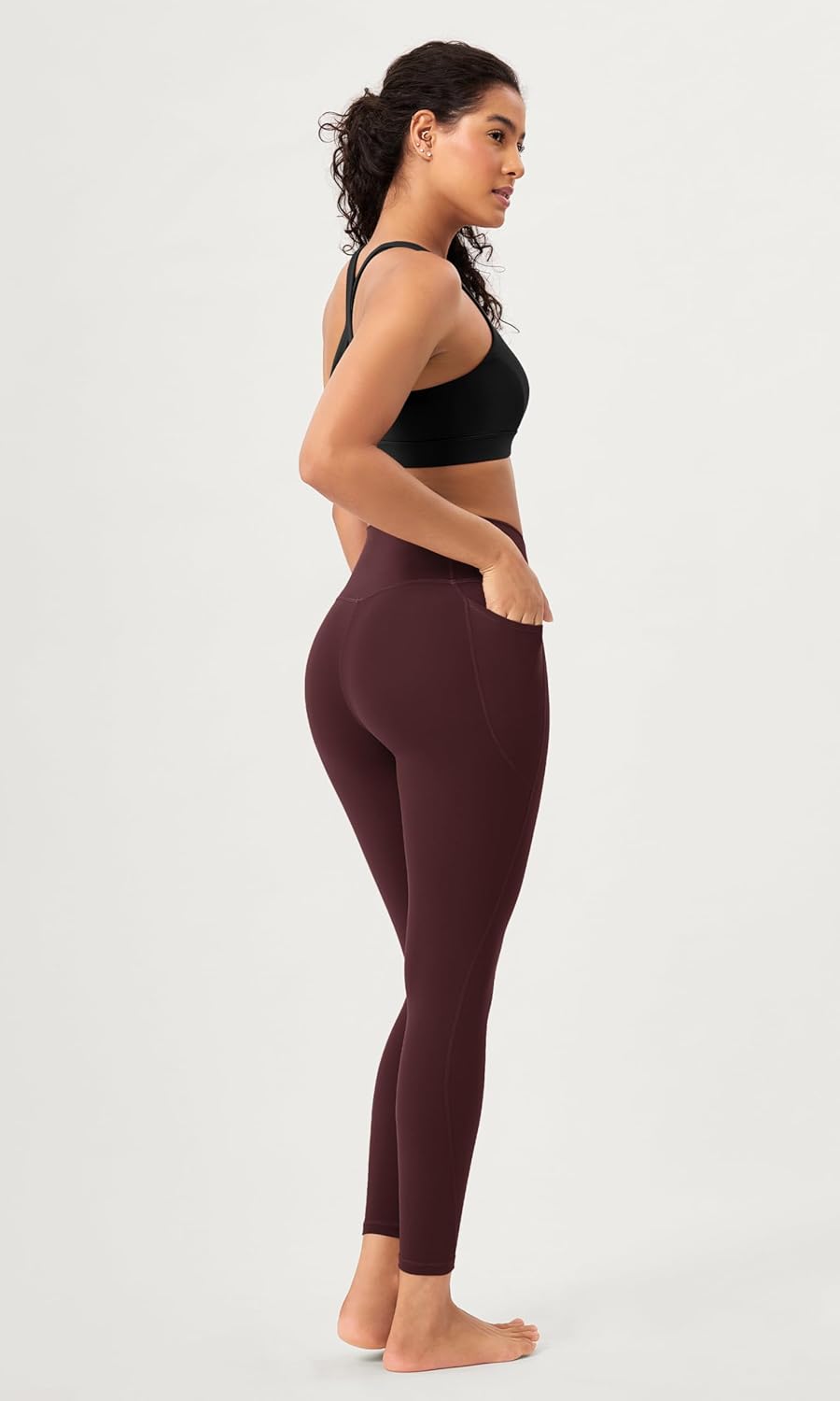 ODODOS 2 Pack Buttery Soft Cross Waist Leggings with Pockets for Women ODCLOUD 25quot  28quot Crossover Lounge Yoga PantsBlackburgundy