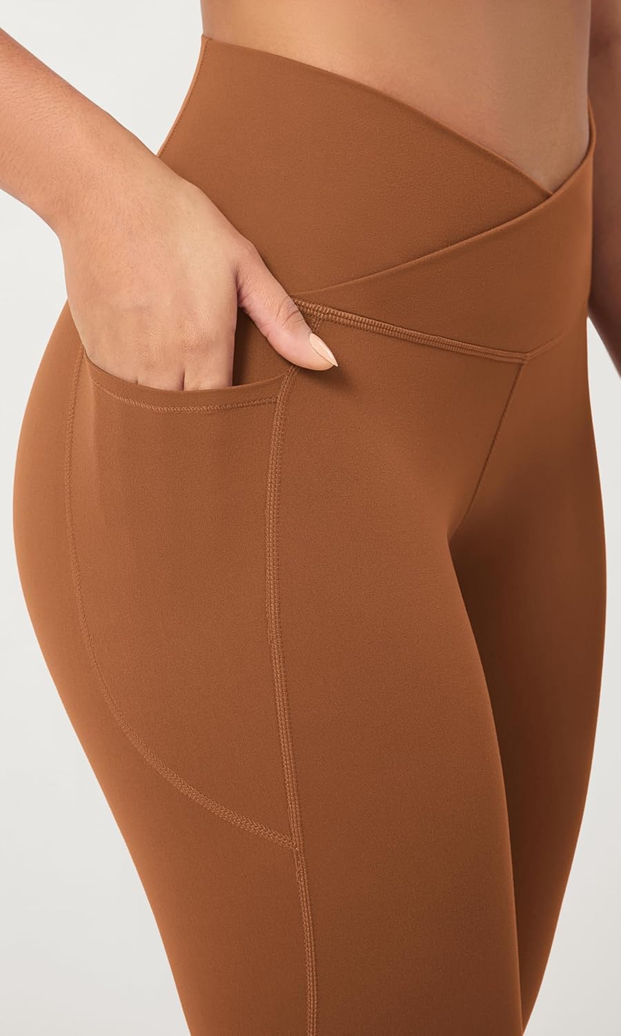 ODODOS 2 Pack Buttery Soft Cross Waist Leggings with Pockets for Women ODCLOUD 25quot  28quot Crossover Lounge Yoga PantsBlackcaramel