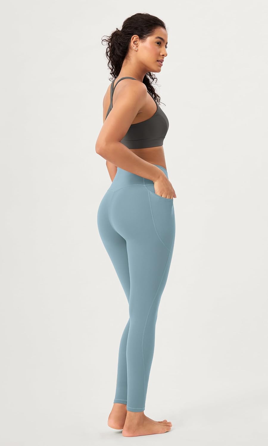 ODODOS 2 Pack Buttery Soft Cross Waist Leggings with Pockets for Women ODCLOUD 25quot  28quot Crossover Lounge Yoga PantsBlackchambray
