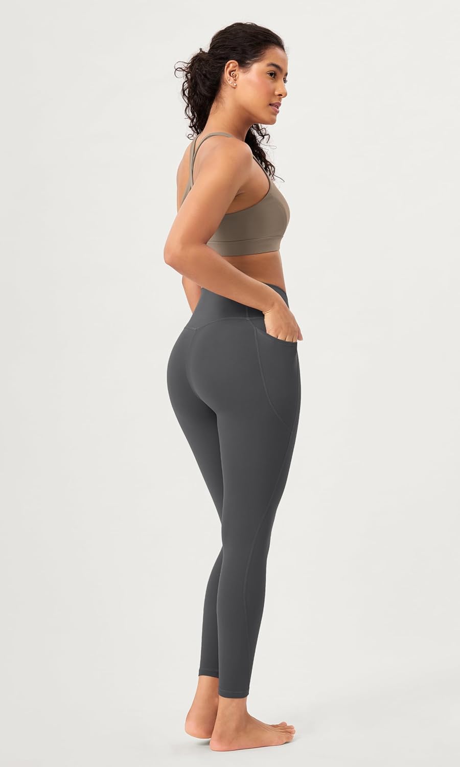ODODOS 2 Pack Buttery Soft Cross Waist Leggings with Pockets for Women ODCLOUD 25quot  28quot Crossover Lounge Yoga PantsBlackcharcoal