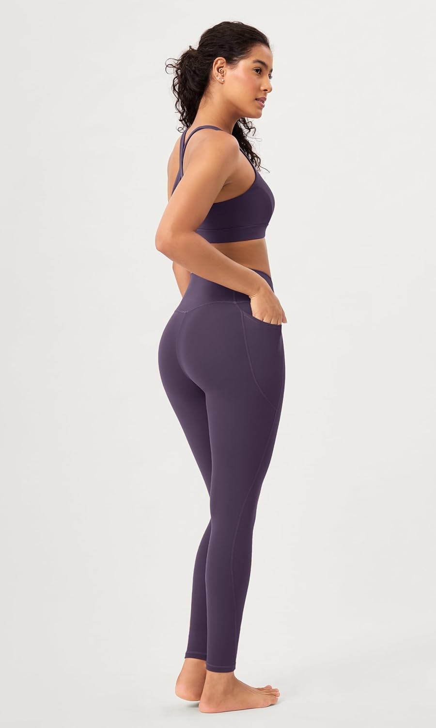 ODODOS 2 Pack Buttery Soft Cross Waist Leggings with Pockets for Women ODCLOUD 25quot  28quot Crossover Lounge Yoga PantsBlackdark Purple