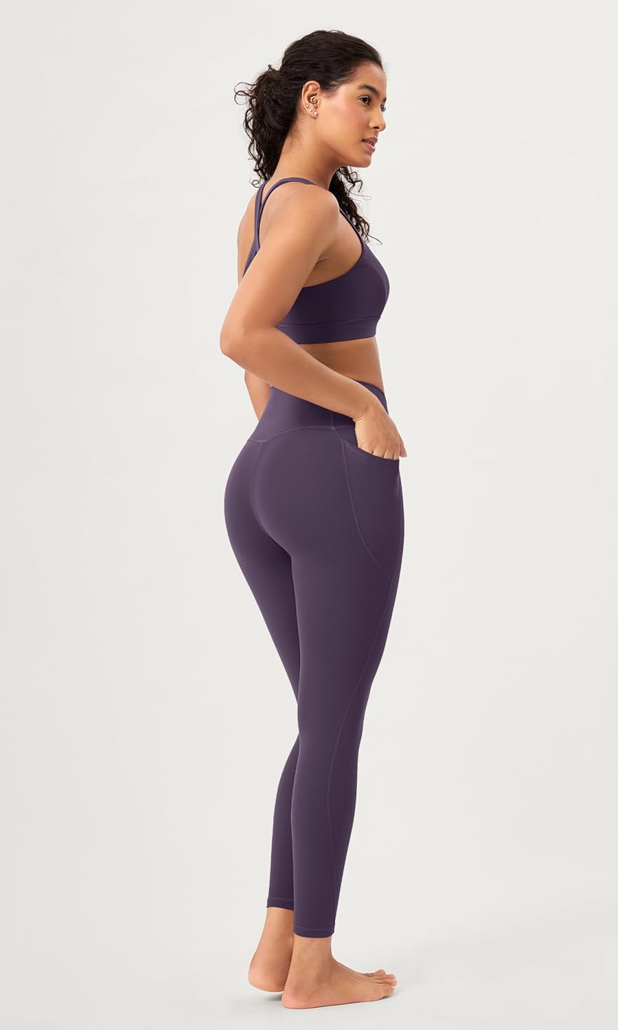 ODODOS 2 Pack Buttery Soft Cross Waist Leggings with Pockets for Women ODCLOUD 25quot  28quot Crossover Lounge Yoga PantsBlackdark Purple
