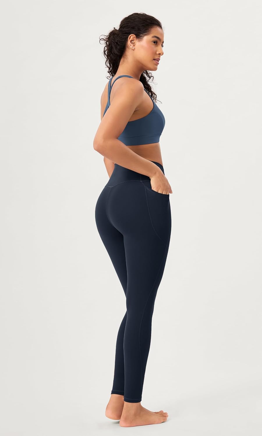 ODODOS 2 Pack Buttery Soft Cross Waist Leggings with Pockets for Women ODCLOUD 25quot  28quot Crossover Lounge Yoga PantsBlackdeep Navy