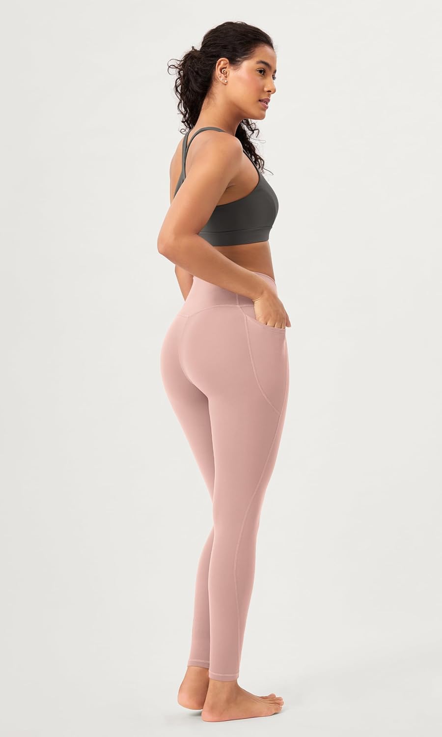 ODODOS 2 Pack Buttery Soft Cross Waist Leggings with Pockets for Women ODCLOUD 25quot  28quot Crossover Lounge Yoga PantsBlackdusty Pink