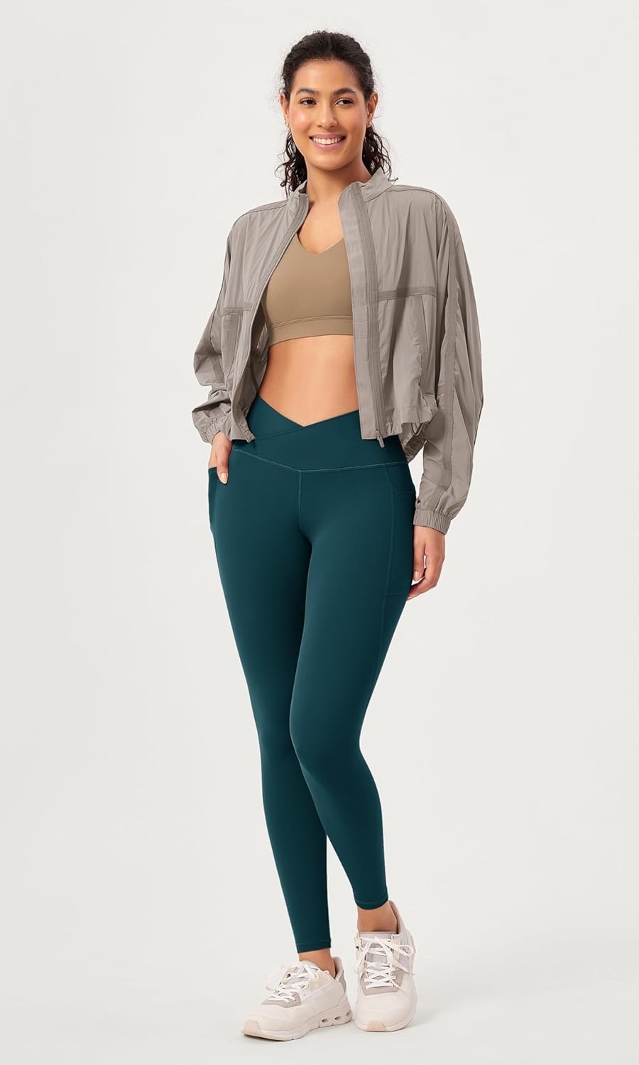 ODODOS 2 Pack Buttery Soft Cross Waist Leggings with Pockets for Women ODCLOUD 25quot  28quot Crossover Lounge Yoga PantsBlackforest Teal