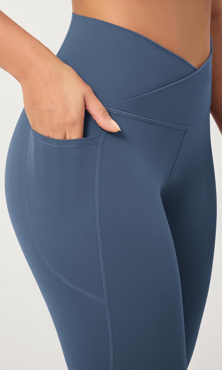 ODODOS 2 Pack Buttery Soft Cross Waist Leggings with Pockets for Women ODCLOUD 25quot  28quot Crossover Lounge Yoga PantsBlackink Blue