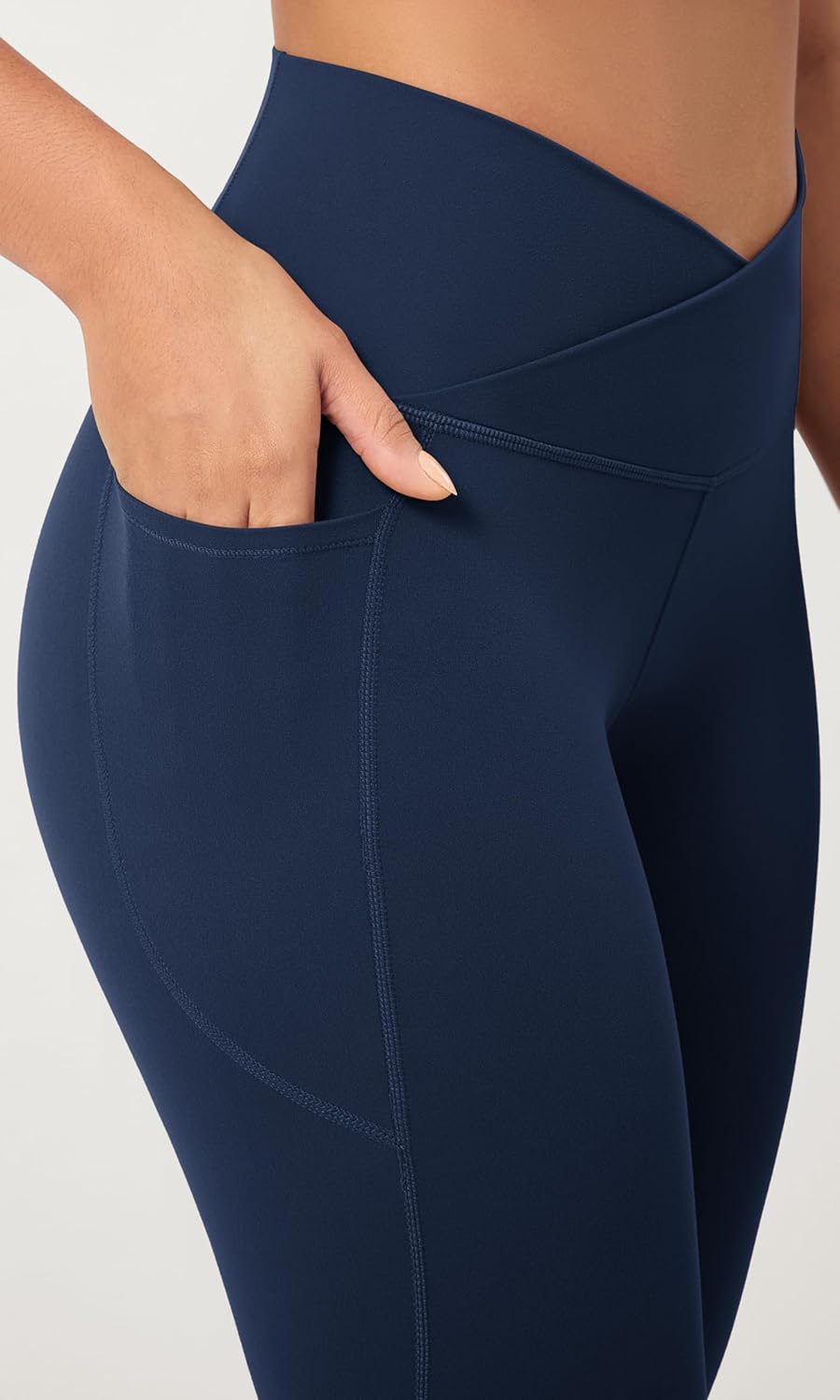 ODODOS 2 Pack Buttery Soft Cross Waist Leggings with Pockets for Women ODCLOUD 25quot  28quot Crossover Lounge Yoga PantsBlacknavy